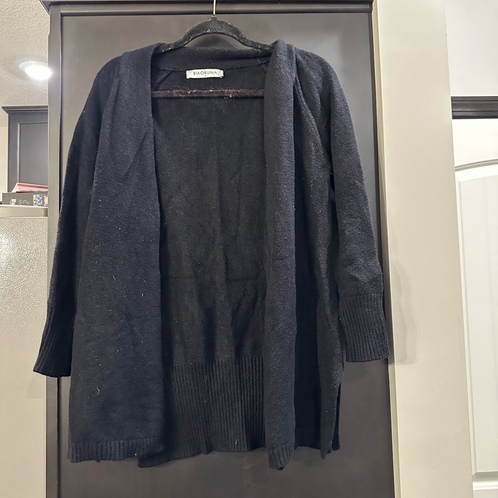 Sag Harbor Black Women's Cardigan Sweater